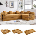 Oversized Modular Cloud Couch for Living Room Corduroy L-Shaped Sectional Sleeper Sofa Bed with Fixed-Shape Frame Modern Boneless Couch with Pillows &amp Storage Yellow