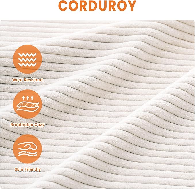 Modern Loveseat Sofa Couches for Living Room 83 Boneless Comfy Corduroy Sofa for Apartment Bedroom or Office Soft Upholstered Couch Compact Spaces Deep Seats Wood Frame Removable Cover White