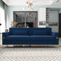 KEIKI 86 Oversized Luxury Velvet Sofa with Armrest and Removable Plush Cushions Gold Accents 3-Seater Couch with Solid Legs Easy Assembly for Living Room Bedroom Apartment Blue