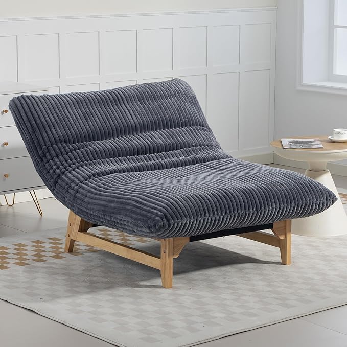 Modern Accent Chair Comfy Corduroy Upholstered Living Room Chair with Cushion Comfortable Accent Sofa Chair with Wooden Frame Armless Lazy Sofa for Living Room Bedroom (Dark Grey) | Cushion