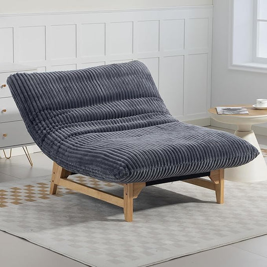 Modern Accent Chair Comfy Corduroy Upholstered Living Room Chair with Cushion Comfortable Accent Sofa Chair with Wooden Frame Armless Lazy Sofa for Living Room Bedroom (Dark Grey) | Cushion