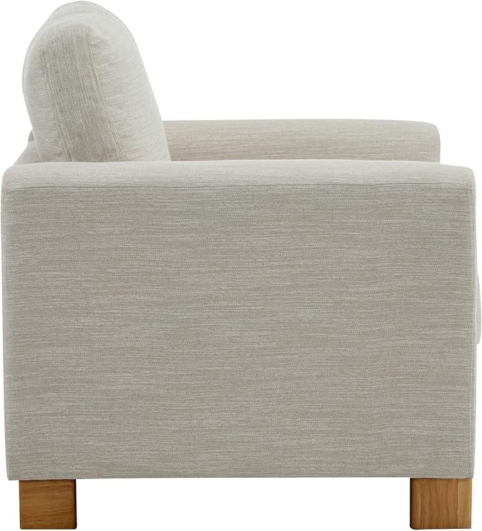 Christopher Knight Home Atkin Upholstered Accent Chair Fabric Club Chair Square Armchair Cozy Seating Lounge Chair with Backrest Single Sofa Chair Reading Chair for Living Room Home Rest Beige