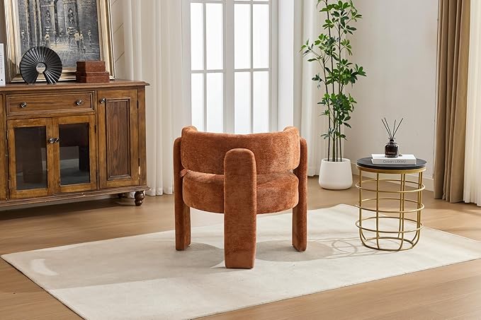 GDFStudio 30 Modern Accent Chair Upgrade Leisure Boucle Upholstered Armchair with Curved Arms and Waist Pillow Comfy Single Sofa Chair for Living Room Bedroom Office Apartment Orange