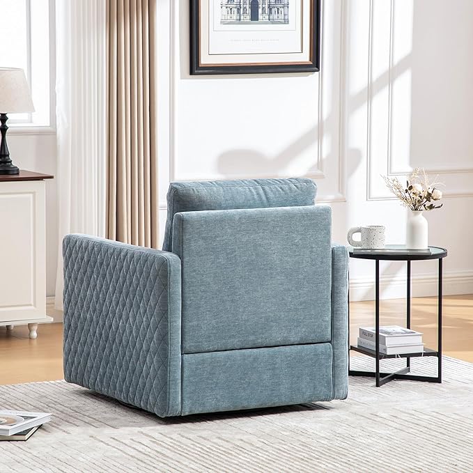 KEIKI Modern Upholstered Swivel Accent Armchair with Storage Single Sofa Chair for Bedroom or Den