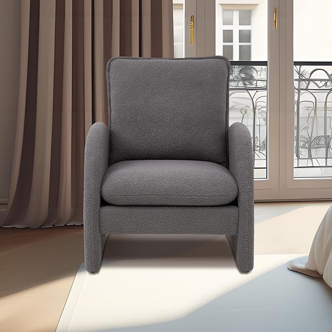 28.5 X 29.9'' Accent Chairs Modern Sherpa Lamb Fabric Living Room Chair Comfy Armed Chair Upholstered Armchair Leisure Single Sofa Chair for Bedroom Office Apartment and Living Room