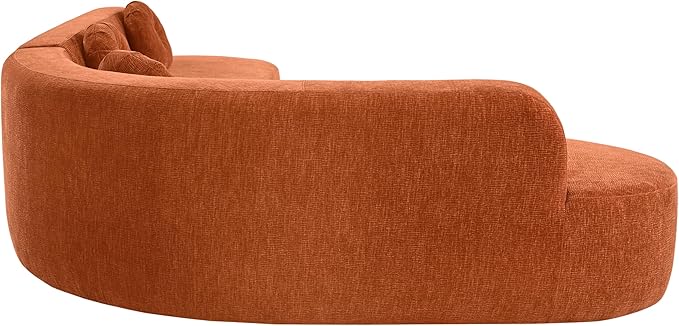 122'' Modern Extra Large Sectional Sofa Soft Fabric Upholstery Elegant Curved Design 4-5 Seater Upholstered Couches with 3 Round CushionsHigh-Resilience Foam for Ultimate Comfort (Orange-rt90)