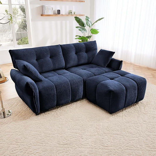 Mikibama Oversized Modular Sectional Sofa with Ottoman78Chenille L-Shaped Couch with FootrestModern 2 Seater Couches for Living RoomComfy Love Seat with Deep Seat for Small SpacesApartment(Blue)