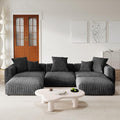 141.73 Modular Sectional Sofa Slipcovered Corduroy U Shaped Sofa Couch with 2 Ottomans5 - Piece Convertible Sectional with 5 PillowsCushion Covers Removable&amp Washable (Black)