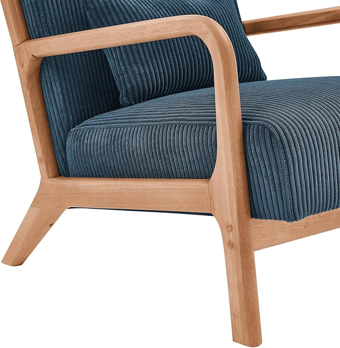Modern Wooden Leisure Chair with Corduroy Fabric Medieval Comfortable Chair Suitable for Living Room Bedroom Study