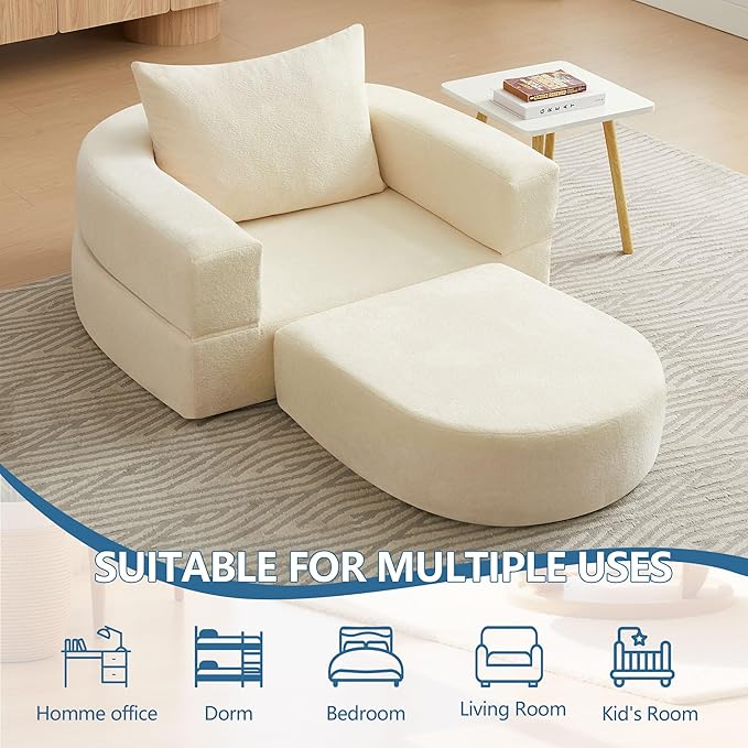 40.5 Boneless Couch Folding Sofa Bed Convertible Floor Sofa for Living RoomSleeper Chair for ApartmentLoft and Small Spaces. (1 Beige 40.5)