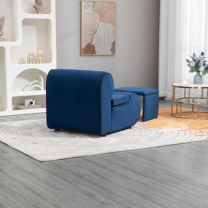 House Hold Accent Chair with Ottoman Cushioned deep seat no armrest Accent Single Lazy Chair for Living Room
