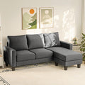 YESHOMY Small Couches for Living Room Modern Sectional Couch Comfy Sofa with L-Shaped Chaise Convertible Sofas with Ottoman and Side Pockets for Small Space Dark Grey