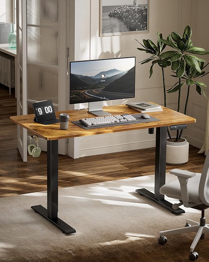 Marsail Electric Standing Desk Adjustable Height Stand up Desk 48 x 24 Inches Sit Stand Home Office Desk Computer Desk Rustic Brown