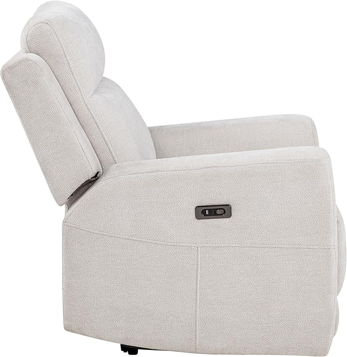 Coaster Home Furnishings - Kennett - Chenille Upholstered Power Recliner Chair with Push-Button Mechanism Built-in Ports Padded Headrest - Living Room - Ivory - 610153P