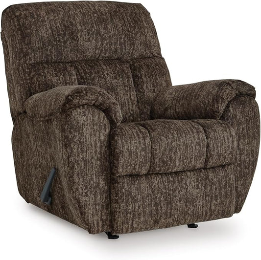 Signature Design by Ashley Rampant Casual Manual Rocker Recliner with Pillow-Top Arms Dark Brown