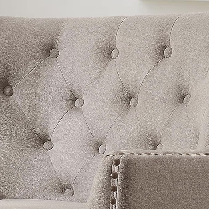 Rosevara Atlas Mid-Century Modern Accent Chair - Upholstered Tufted Lounge Arm Chair with Soft Cushion for Small Spaces
