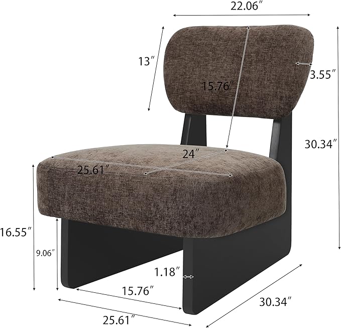 Christopher Knight Home Mores Low Profile Accent Chair Set of 2 Modern Living Room Armless Lounge Chair Fabric Comfy Reading Chair for Bedroom Wooden Frame and Thick Padded Seat Black+Dark Brown