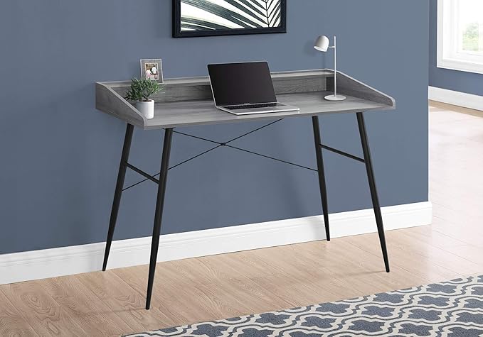 Computer Desk Home Office Laptop Storage Shelves 48 l Work Grey Laminate Black Metal Contemporary Modern HX475