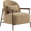 CHITA Accent Chair for Living Room FSC Certified Modern Upholstered Faux Sherpa Fabric Armchair with Metal Frame and Wooden Armrests Camel
