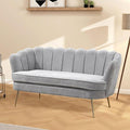 Aoiy &amp Wifon 59 W Comfy Small Loveseat for Small Spaces Upholstered 2-Seat Settee Loveseat with Metal Legs Chenille Gray