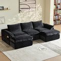 Vamcheer U Shaped Cloud Couch - Utra Soft Modular Sectional Sofa with 2 Movable Ottoman Deep Seat Boneless Couches for Living Room Bedroom Office No Assembly Required Black
