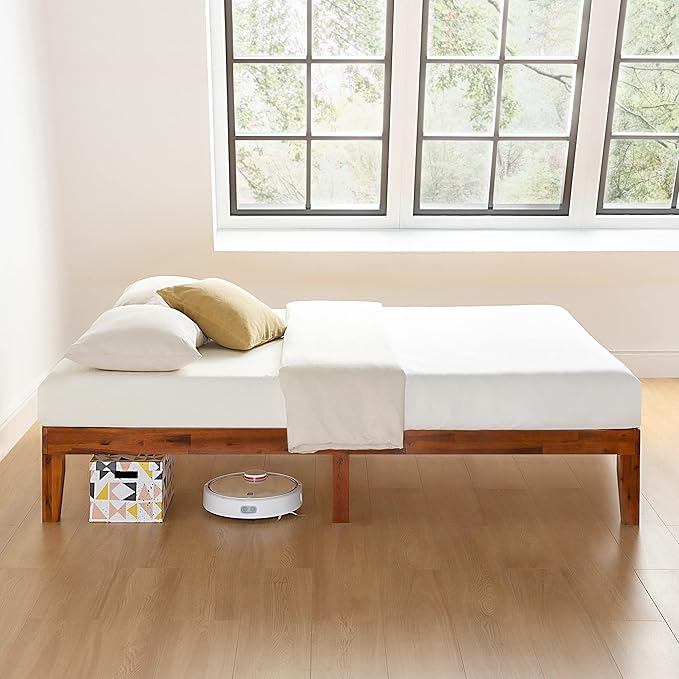 Mellow Naturalista Classic 12 Inch Solid Wood Platform Bed with Wooden Slats Twin XL Cherry