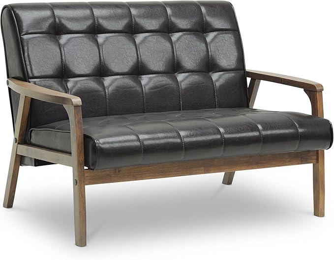 Baxton Studio Mid-Century Masterpieces Love Seat Brown