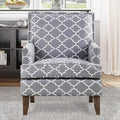 Modern Floral Accent Chair - Upholstered Wingback Club Chair for Living Room Bedroom &amp Reception | Multi-Purpose Fabric Furniture with Sturdy Frame | Comfortable Home Decor Seating (Grey)