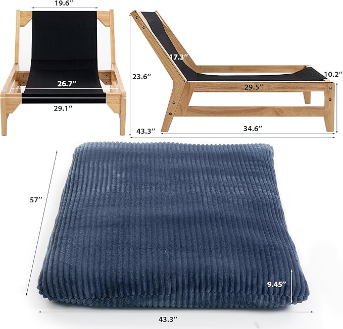 KEIKI Large Bean Bag Chair Adults Kids Comfy Corduroy Small Couch with Wood Frame Big Accent Beanbag Lounge Chairs Indoor Lazy Cozy Floor Sofa Couches for Living Room Reading Easy Assembly Blue