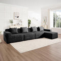 153.5 Boneless Sofa with Ottoman L-Shape Corduroy Fabric Sectional Couch Couch in a Box for Living RoomNo Assembly Required