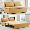 Mjkone 64 Width Queen Size Sleeper Sofa Bed 2-in-1 Modern Convertible Linen Sofa Sleeper Pull Out Couch Bed with Cushions &amp Throw Pillows for Living Room Home Office Small Place Yellow