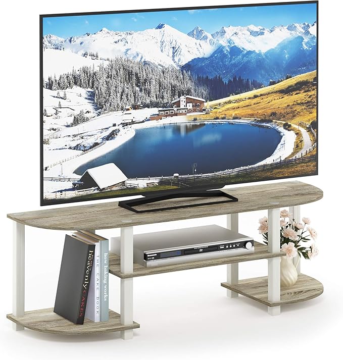 Furinno Turn-S-Tube Wide TV Entertainment Center Sonoma Oak/White 47. 25x13. 4x15. 9