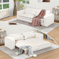 93 King Size Sofa Bed 3 in 1 Convertible Pull Out Couch Loveseat Sleeper Comfy Upholstered Teddy Sofa 3 Seater Chaise Lounge with 2 Pillows Modern Couch Bed for Living Room Beige