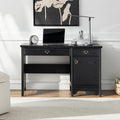 Chogori 47 Solid Wood Executive Desk Farmhouse Office Computer Desk with 2 Drawers &amp Storage Cabinet Wooden Writing Table for Home Office Study Bedroom Black