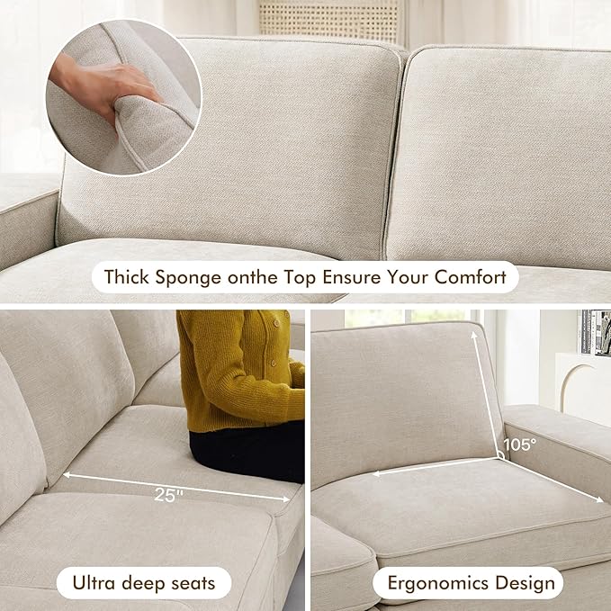 45 Accent Chair Oversized Wide Armchair with Seat Storage and Side Pockets Single Sofa Chair Modern Chenille Couch for Living Room Office Apartment Washable CoversUSB Charging Port Beige