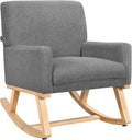 Giantex Upholstered Rocking Chair with Fabric Padded Seat and Solid Wood Base Comfortable Rocker for Living Room Bedroom Study Room Office Rocking Armchair (Gray)