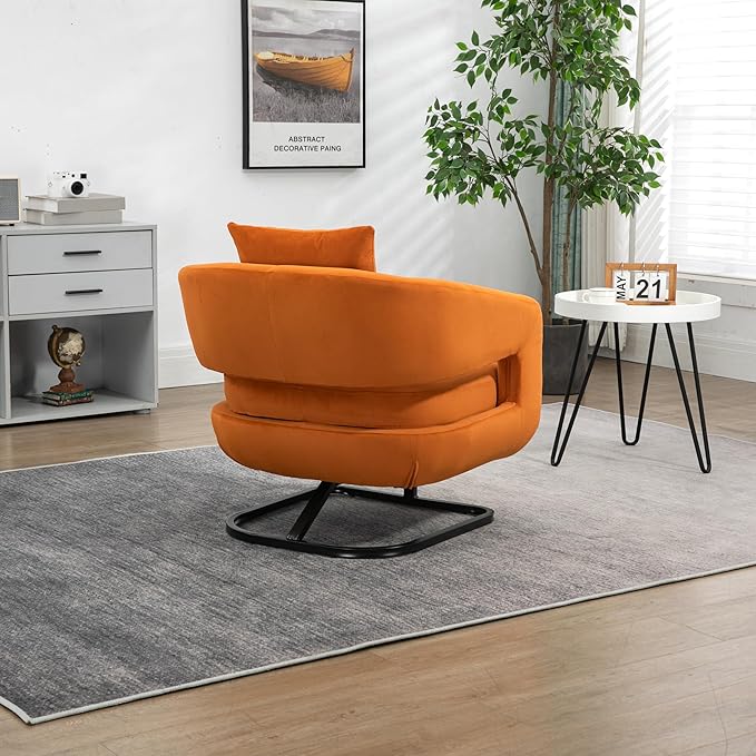 House Hold Upholstered Tufted Living Room Chair Textured Velvet Fabric Accent Chair with Metal Stand