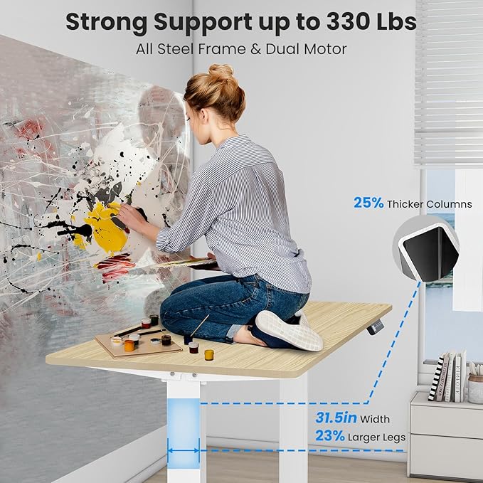 Dual Motor Electric Standing Desk Frame- Heavy Duty Height Adjustable Desk Legs Sit to Stand Up Desk Base 4 Memory Settings Controller for Adjustable Desktop Sizes Over 300 lbs Load Capacity