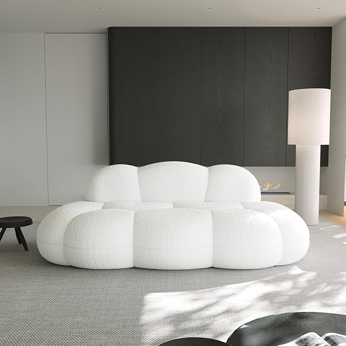 JACH Cloud Shaped Couches for Living Room Modern Comfy Upholstered Sofa Cloud Shaped Leisure Sofa Upholstered Couch for Bedroom Apartment Small Space (White No Assembly Required)