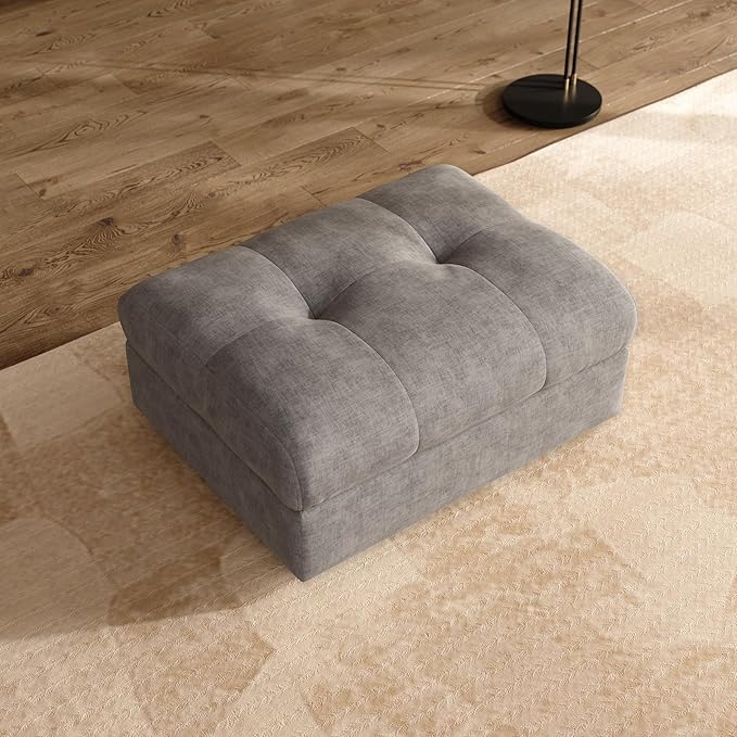 Oversized Modular Sectional Sofa with Adjustable Back Modern Comfy Sectional Couch with Storage Ottoman Deep Seat Chenille Cloud Couch for Living Room Only Ottoman Light Gray