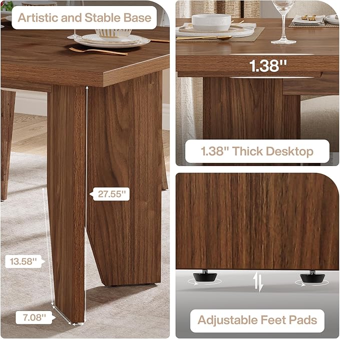 Tribesigns 63-Inch Executive Desk Mid-Century Modern Office Desk with Sturdy Legs Large Wooden Computer Desk Business Workstation for Home Office Brown