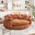 81'' Cloud Couches for Living Room Comfy Circle Round Couch Bed with 14 Pillows Upholstered Boneless Couch Oversized Chaise Lounge Chair Indoor Extra Wide Round Daybed Floor Sofa (Orange)