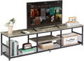 VECELO TV Stand for Televisions up to 80 Inch 70 Entertainment Center with Open Storage Shelves for Living Room/Bedroom 3 Tiers Media Console Table Frame 70 Inches Grey +Metal