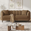 82 Inch Loveseat Sofa Modern Couch and Sofa Curved Petal Design Furniture Sturdy and Easy Installation Small Sofa for Living Room Bedroom Office and Apartment Terry Fleece Fabric Brown