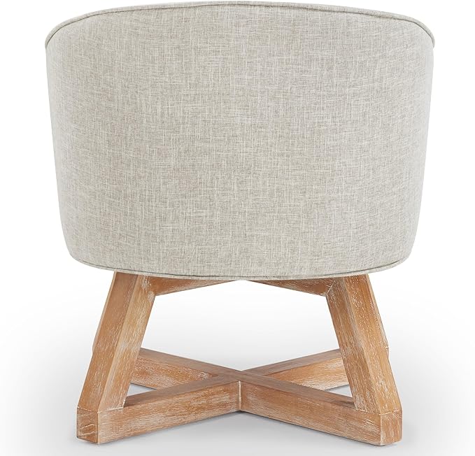 Ball &amp Cast Classic Swivel Chair with Cross-Shaped Wooden BaseLinen Upholstered Accent Chairs360 Degree Comfy Lounge Chair W/Solid Wood LegsSingle Sofa Seatingfor Living RoomOfficeLight Gray