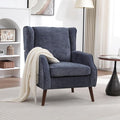 Accent Chair for Living RoomMid Century Modern Wingback Chair for BedroomUpholstered Armchair with Lounge Seat and Wood Legs for Office Apartment Small Room 1PCS Blue