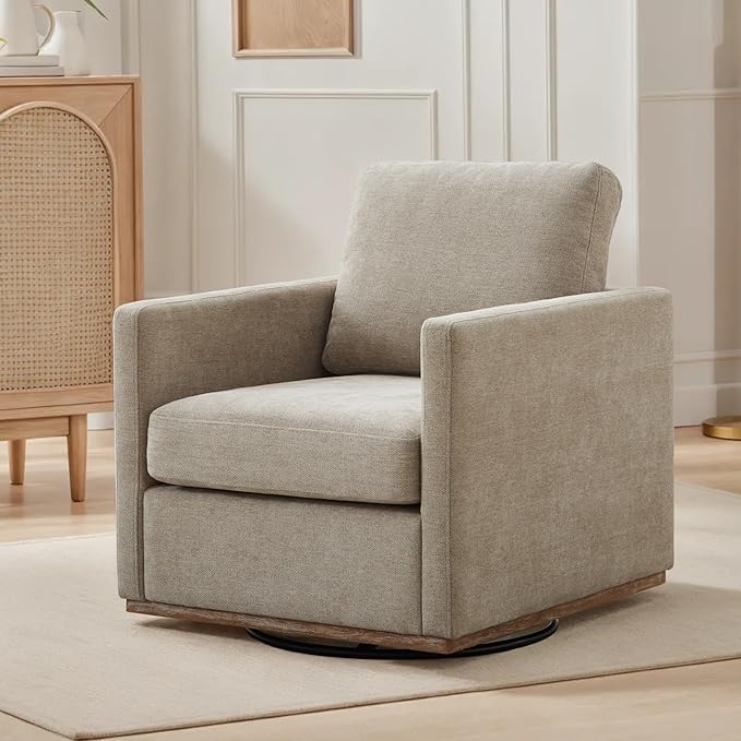 Mlmh &amp Kngwa 30.7 Swivel Accent Chair for Living Room Mid Century Modern Armchair Reading Chairs for BedroomChenilleTaupe