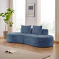94.5'' Curved Sofa Chenille Fabric &amp Memory Foam Deep Seat Cloud Couch with 2 Pillows Modern 4-Seater Sectional Sofa No Assembly Needed - Boneless Couches for Living Room Apartment (Blue)