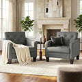 STHOUYN Living Room Chairs Grey Accent Chairs Set of 2 Waiting Room Arm Chairs Reading Chairs for Bedroom Comfy Club Chair Tufted Office Small Space (2 Grey)