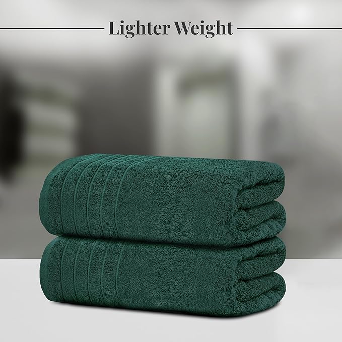 Tens Towels Pack of 2 Extra Large Bath Sheets 35 x 70 Inches 100% Cotton Larger &amp Lighter Weight Quicker to Dry Super Soft &amp Absorbent Oversized Bath Towels Hunter Green